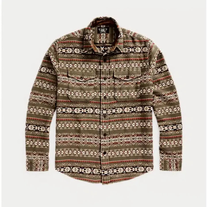 [BUNJANG] RRL Fair Isle Jacquard Overshirt / rrl 스웨이드 트림 자카드 오버셔츠 (페어아일) L