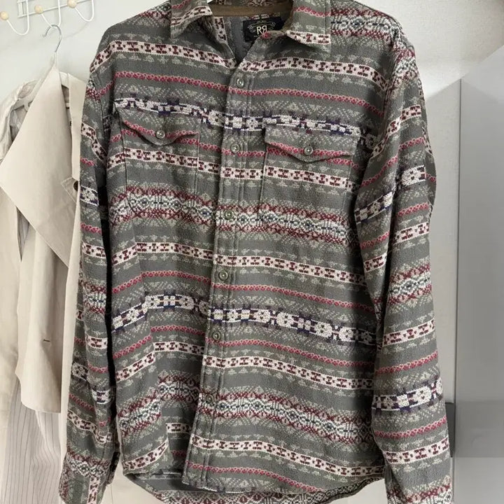 [BUNJANG] RRL Fair Isle Jacquard Overshirt / rrl 스웨이드 트림 자카드 오버셔츠 (페어아일) L