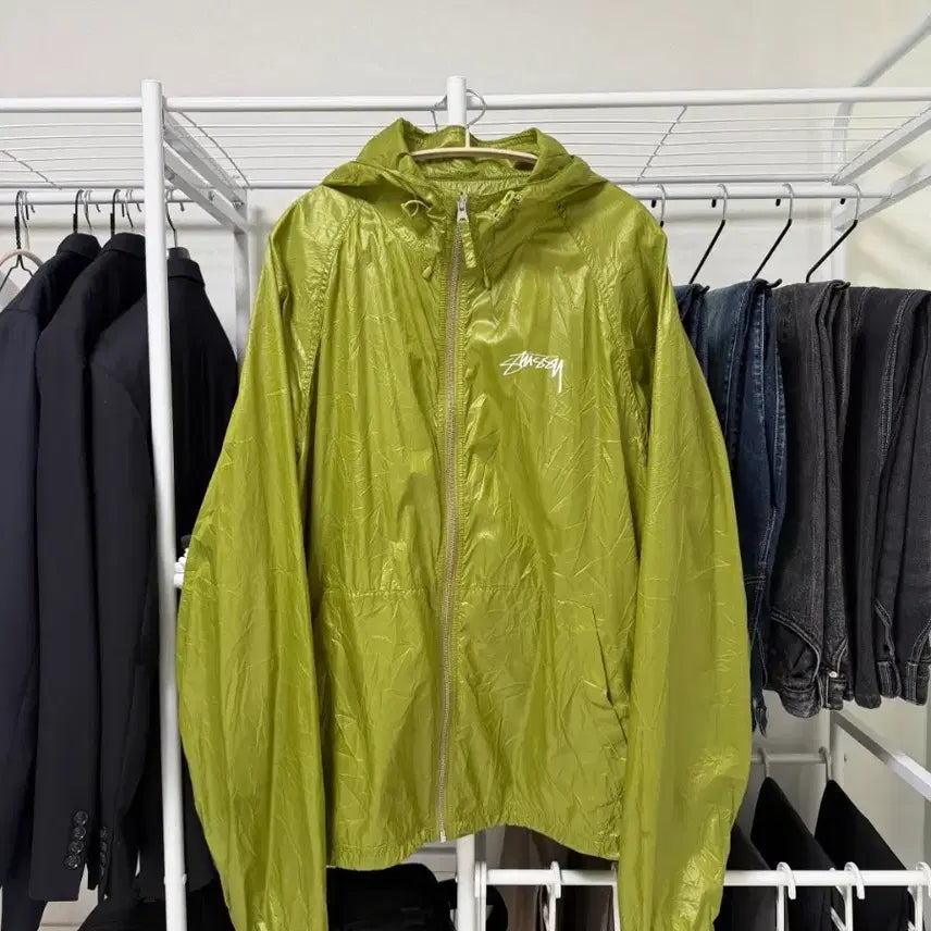 [BUNJANG] Stussy Lime Windbreaker XL / 스투시 형광 라임 바람막이 XL