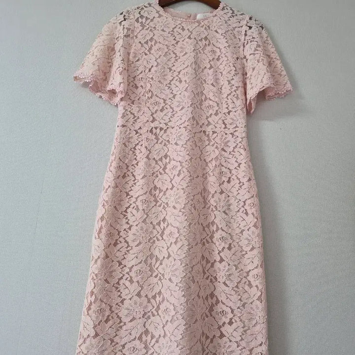 [BUNJANG] LiNE Lace Pink Short-Sleeved Dress / [LiNE]레이스 핑크 반팔 원피스