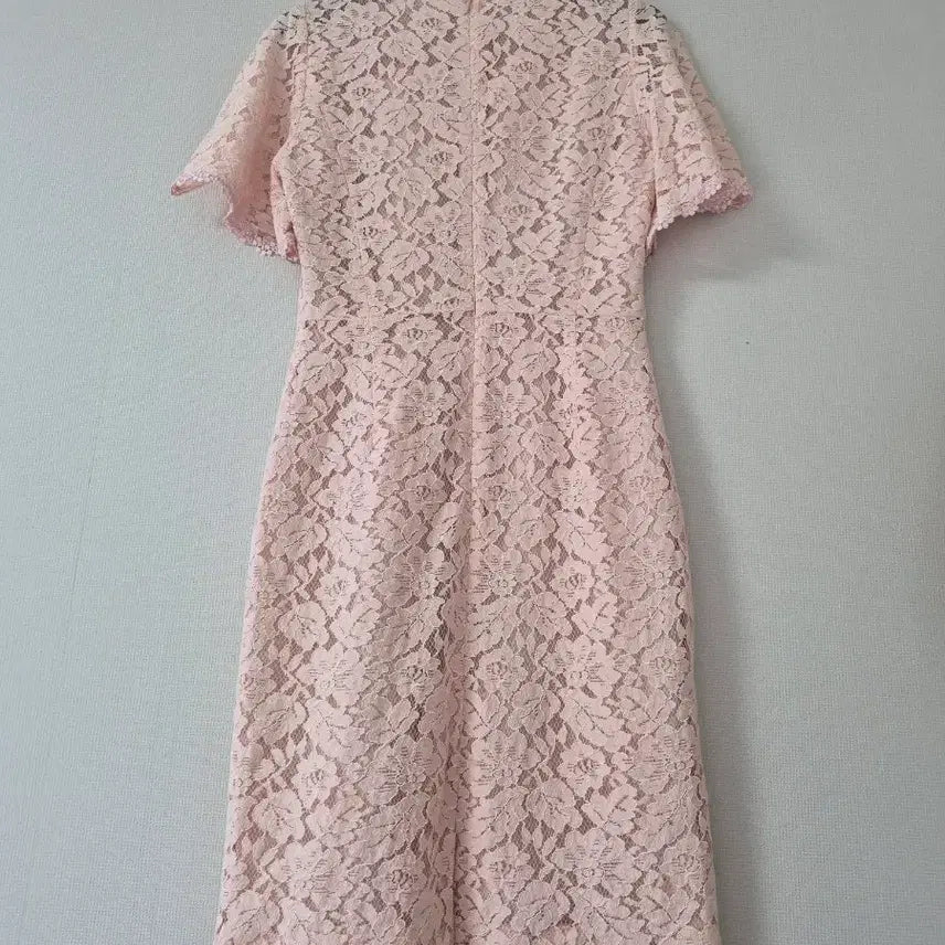 [BUNJANG] LiNE Lace Pink Short-Sleeved Dress / [LiNE]레이스 핑크 반팔 원피스