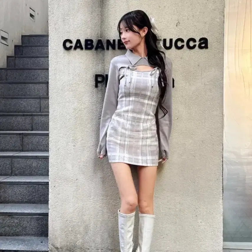 [SOLD OUT] GRL 걸리 스나계 그레일 체크무늬 원피스