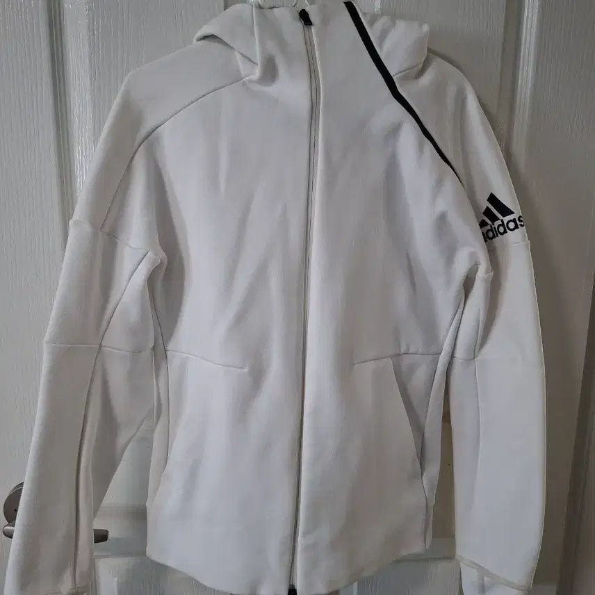[BUNJANG] Adidas White Hoodie Zip-up / 아디다스 화이트 후드 집업