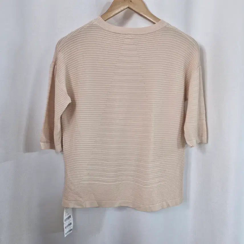 [BUNJANG] Recove Peach Pink Ribbed Short Sleeve Knit Top / 레코브 피치 핑크 골지 반팔 니트