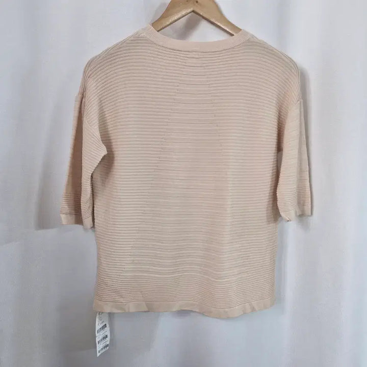 [BUNJANG] Recove Peach Pink Ribbed Short Sleeve Knit Top / 레코브 피치 핑크 골지 반팔 니트