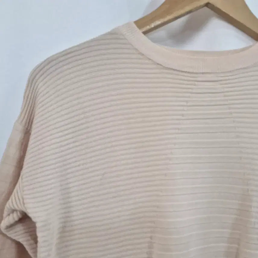 [BUNJANG] Recove Peach Pink Ribbed Short Sleeve Knit Top / 레코브 피치 핑크 골지 반팔 니트