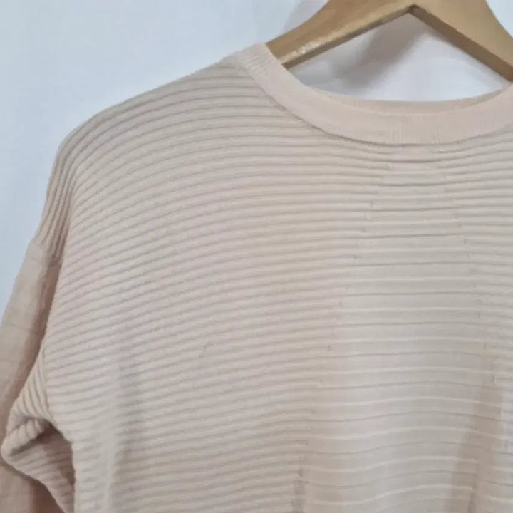 [BUNJANG] Recove Peach Pink Ribbed Short Sleeve Knit Top / 레코브 피치 핑크 골지 반팔 니트