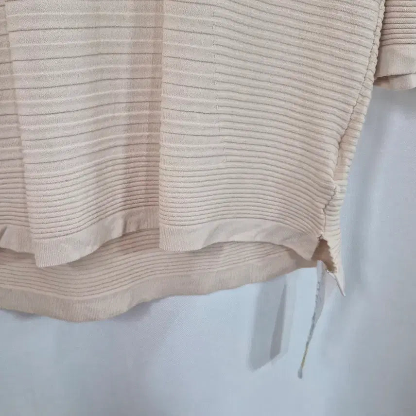 [BUNJANG] Recove Peach Pink Ribbed Short Sleeve Knit Top / 레코브 피치 핑크 골지 반팔 니트