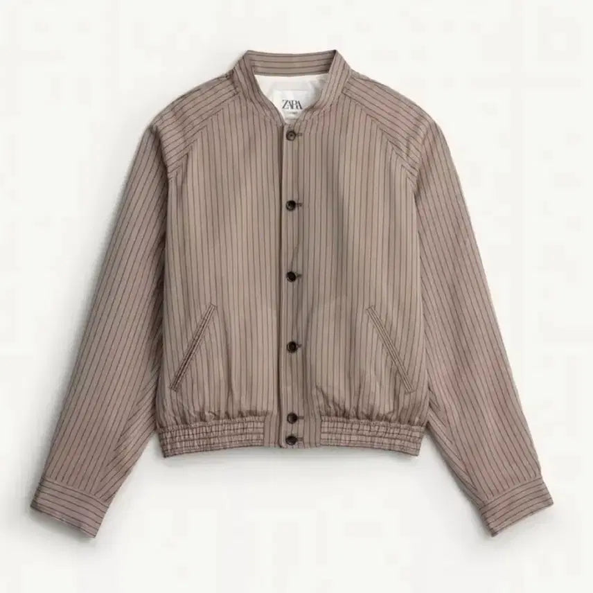 [BUNJANG] Zara Viscose Cupro Stripe Cropped Bomber Jacket (L) / 자라 비스코스 큐프로 스트라이프 크롭 봄버 자켓 L