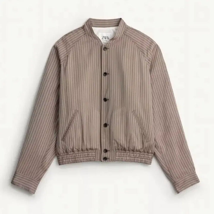 [BUNJANG] Zara Viscose Cupro Stripe Cropped Bomber Jacket (L) / 자라 비스코스 큐프로 스트라이프 크롭 봄버 자켓 L