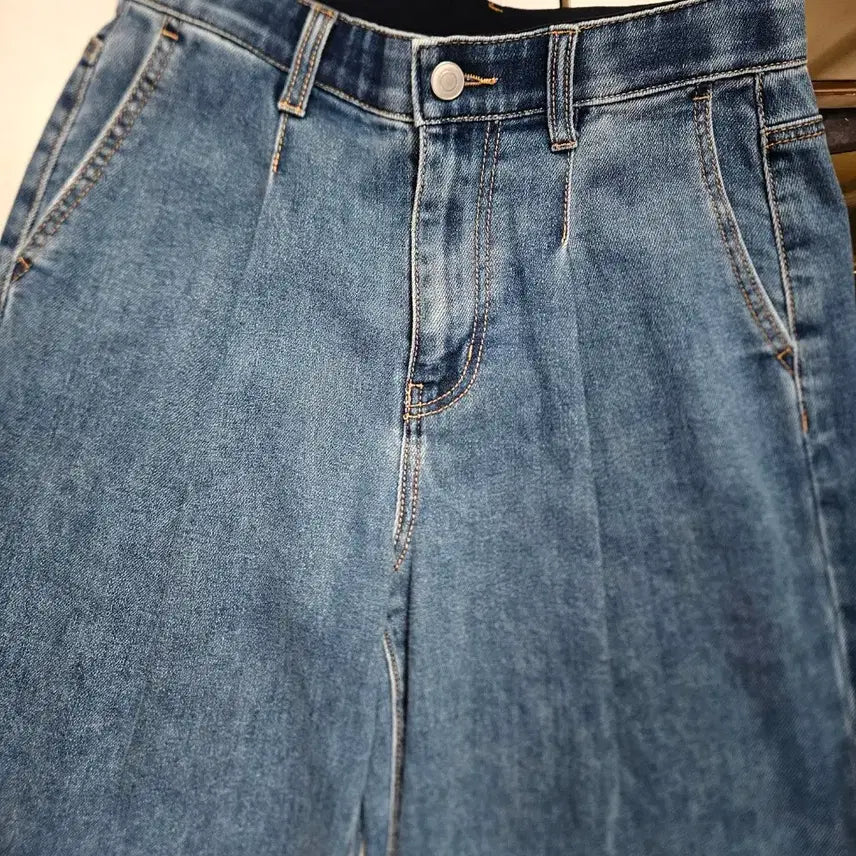 [BUNJANG] Wide 55 핀턱 밴딩 Jeans / [새상품]핀턱 와이드 밴딩 청바지(55)