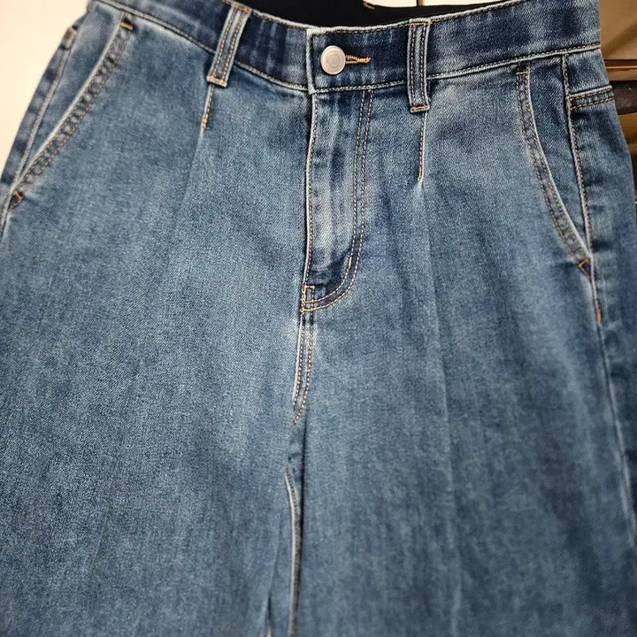 [BUNJANG] Wide 55 핀턱 밴딩 Jeans / [새상품]핀턱 와이드 밴딩 청바지(55)