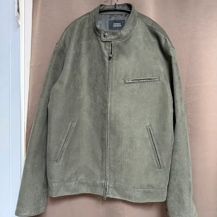 [BUNJANG] Musinsa Standard Synthetic Suede Racer Jacket Dusty Khaki XL / [2XL] 무신사 스탠다드 스웨이드 재킷