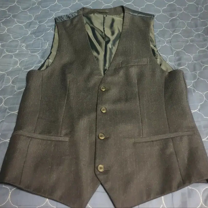[BUNJANG] Trugen Striped Classic Vest Navy (100) / 트루젠 스트라이프 클래식 정장용 베스트 네이비 (100)