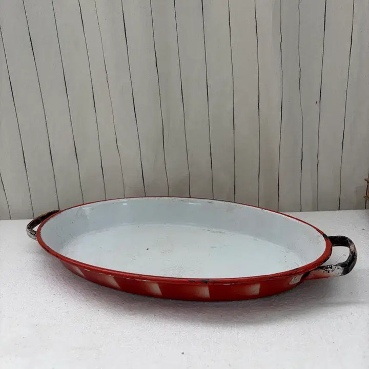 [BUNJANG] Vintage Oval Enamel Tray / 빈티지오벌법랑트레이
