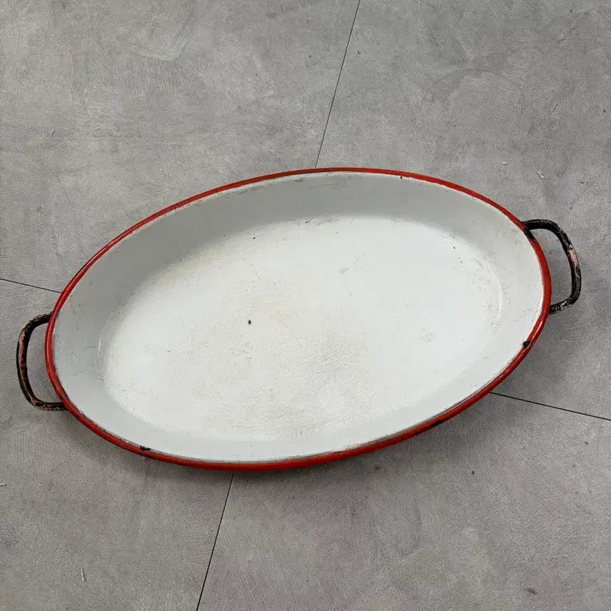[BUNJANG] Vintage Oval Enamel Tray / 빈티지오벌법랑트레이