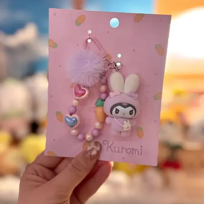 [BUNJANG] Sanrio Rabbit Charm Keychain / 통통토끼모임 산리오 키티,쿠로미,시나모롤 키링