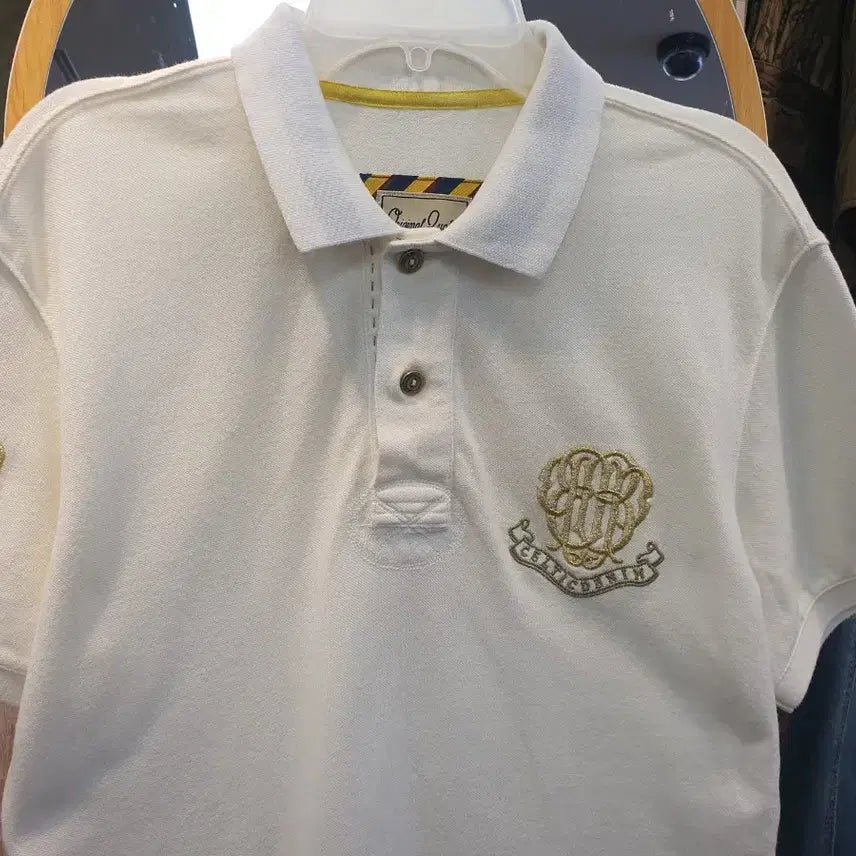 [BUNJANG] Bean Pole Jeans Celtic Embroidery Short Sleeve Polo Shirt (Size 95) / [95] 빈폴진 골드 셀틱 자수 반팔 카라티 (상태 좋음)