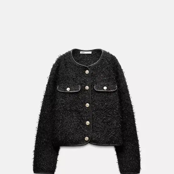 [BUNJANG] Zara Metallic Tweed Jacket / 자라 블랙 메탈릭 트위드 자켓 텍달린새제품