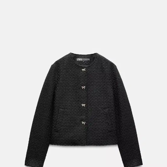 [BUNJANG] Zara Black Ribbon Tweed Jacket / 자라 블랙 리본 버튼 트위드 자켓 텍달린새제품