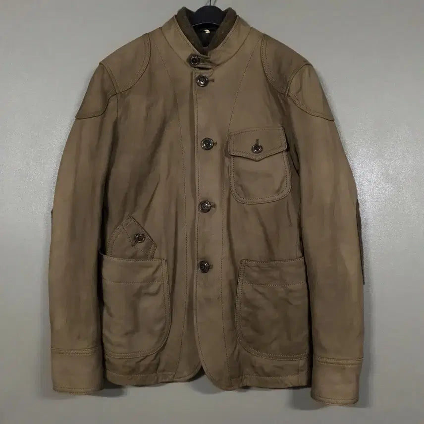 [BUNJANG] Custom Mellow Lambskin Leather Jacket with Elbow Patch and Quilting (Brown, Size 95) / 95) 커스텀멜로우 양가죽 램스킨 레더 엘보 패치 퀼팅 가죽 자켓 브라운