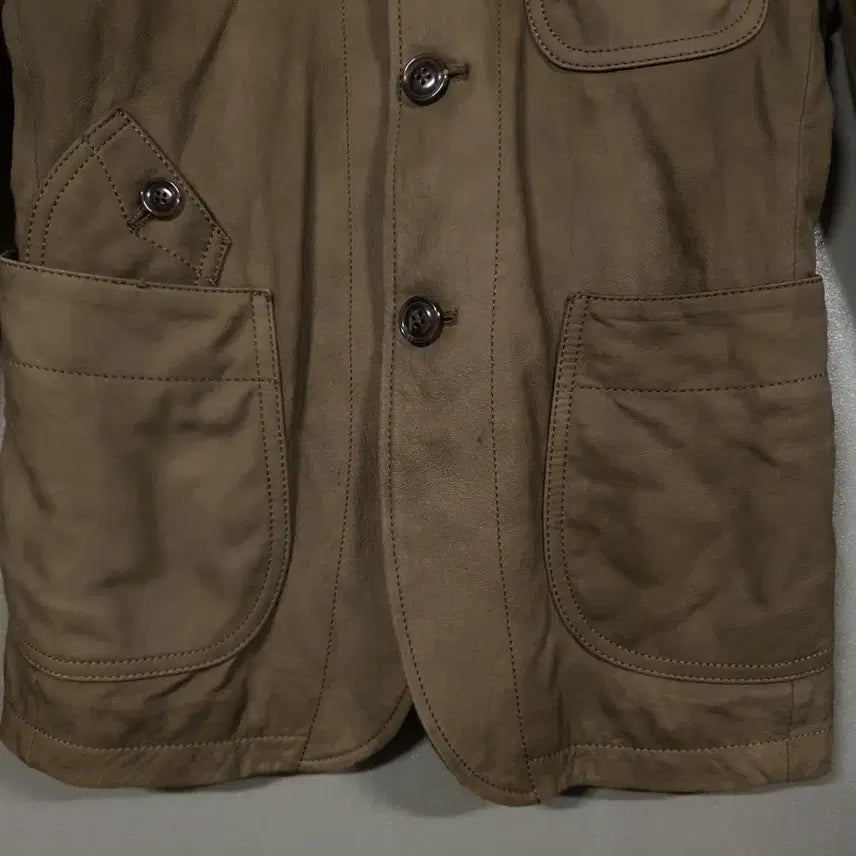 [BUNJANG] Custom Mellow Lambskin Leather Jacket with Elbow Patch and Quilting (Brown, Size 95) / 95) 커스텀멜로우 양가죽 램스킨 레더 엘보 패치 퀼팅 가죽 자켓 브라운