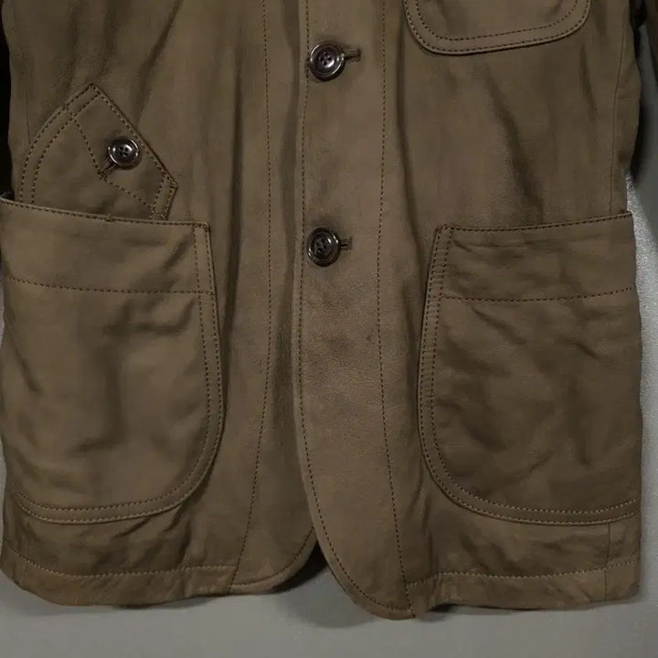 [BUNJANG] Custom Mellow Lambskin Leather Jacket with Elbow Patch and Quilting (Brown, Size 95) / 95) 커스텀멜로우 양가죽 램스킨 레더 엘보 패치 퀼팅 가죽 자켓 브라운