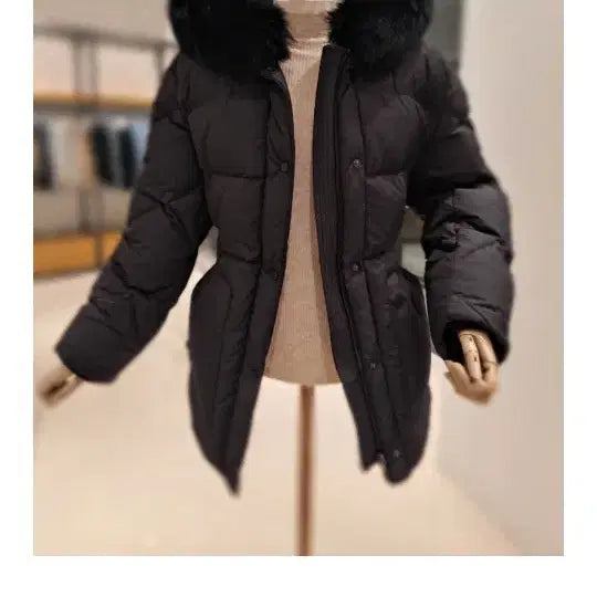 [SOLD OUT] 올리브데올리브 패딩 폭스후드 벨티드 덕다운점퍼