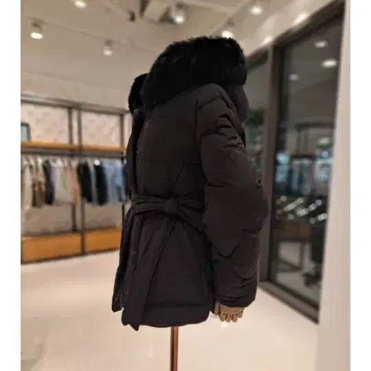 [SOLD OUT] 올리브데올리브 패딩 폭스후드 벨티드 덕다운점퍼