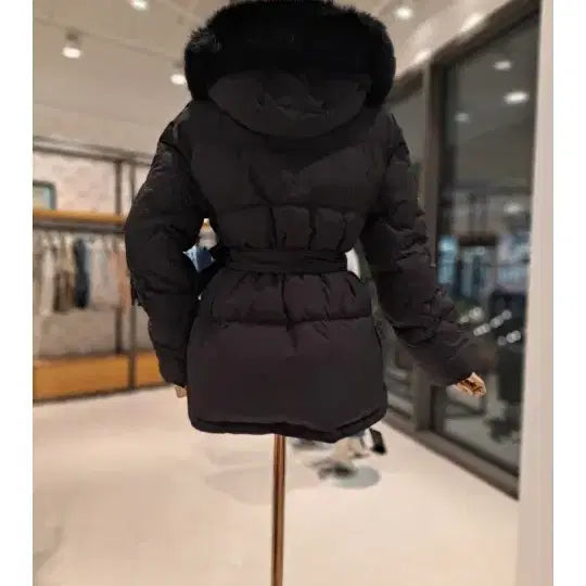 [SOLD OUT] 올리브데올리브 패딩 폭스후드 벨티드 덕다운점퍼