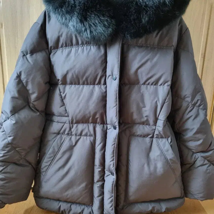 [SOLD OUT] 올리브데올리브 패딩 폭스후드 벨티드 덕다운점퍼
