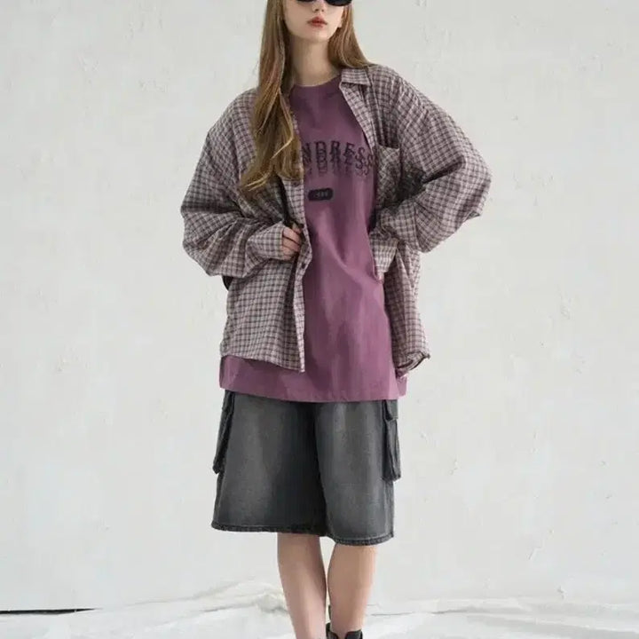 [SOLD OUT] (미착용새옷)어반드레스 OL 로버핏 체크셔츠 핑크 M 남여공용