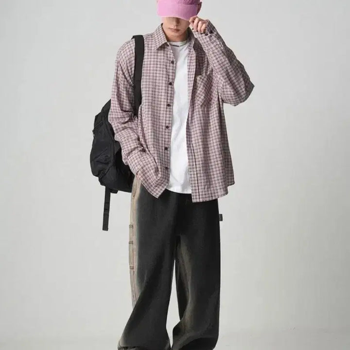 [SOLD OUT] (미착용새옷)어반드레스 OL 로버핏 체크셔츠 핑크 M 남여공용