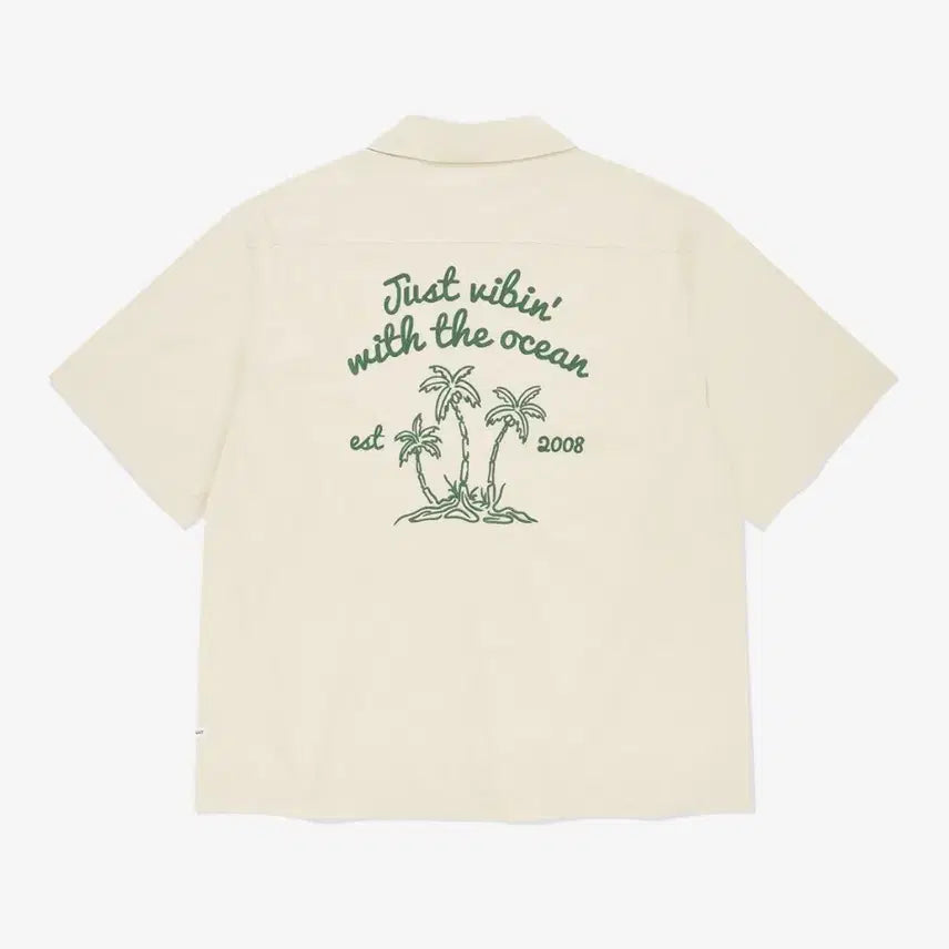 [BUNJANG] Covernat Palm Tree Graphic Half Shirt Ivory M / 커버낫 팜트리 그래픽 하프 셔츠 아이보리 M