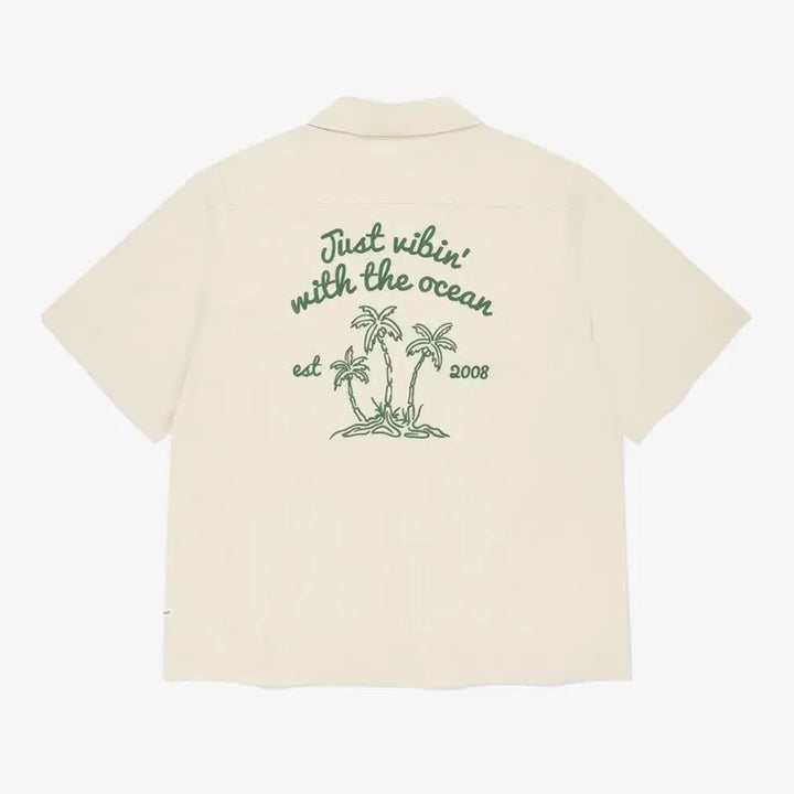 [BUNJANG] Covernat Palm Tree Graphic Half Shirt Ivory M / 커버낫 팜트리 그래픽 하프 셔츠 아이보리 M