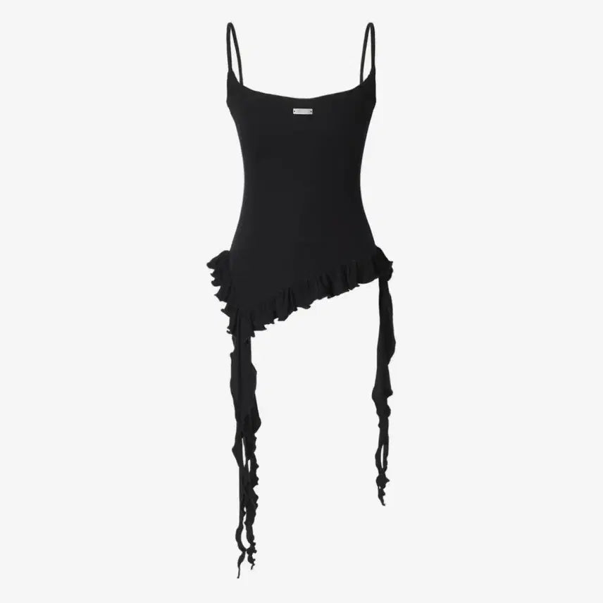 [BUNJANG] Kaki Point Ruffle Layered Sleeveless Top / 카키포인트 Ruffle Layered Sleeveless (black)