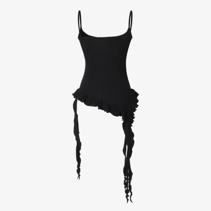 [BUNJANG] Kaki Point Ruffle Layered Sleeveless Top / 카키포인트 Ruffle Layered Sleeveless (black)