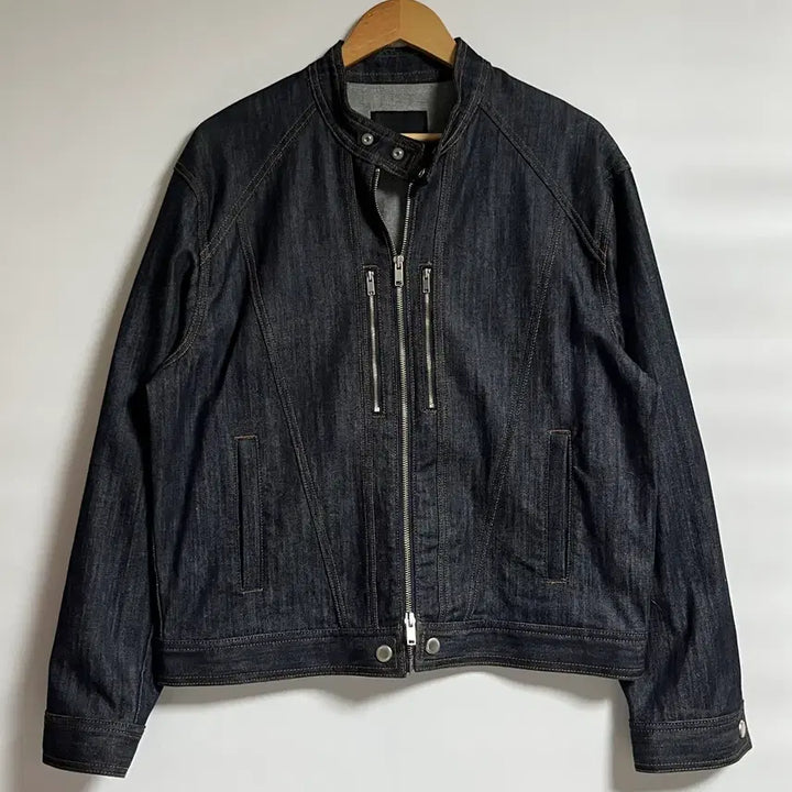 [BUNJANG] Piece Worker Black Cropped Biker Denim Jacket / 공용 피스워커 흑청 크롭 바이커 데님 자켓 점퍼 L