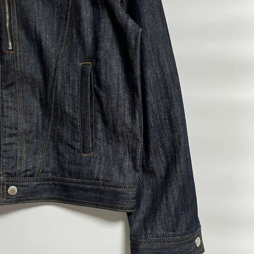 [BUNJANG] Piece Worker Black Cropped Biker Denim Jacket / 공용 피스워커 흑청 크롭 바이커 데님 자켓 점퍼 L