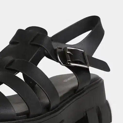 [BUNJANG] Black Woven Platform Sandals / 블랙 엮음 통굽 샌들
