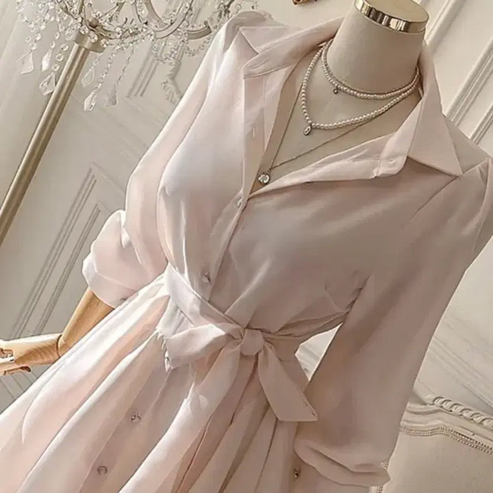 [SOLD OUT] 여성스러운 프릴 셔츠 원피스