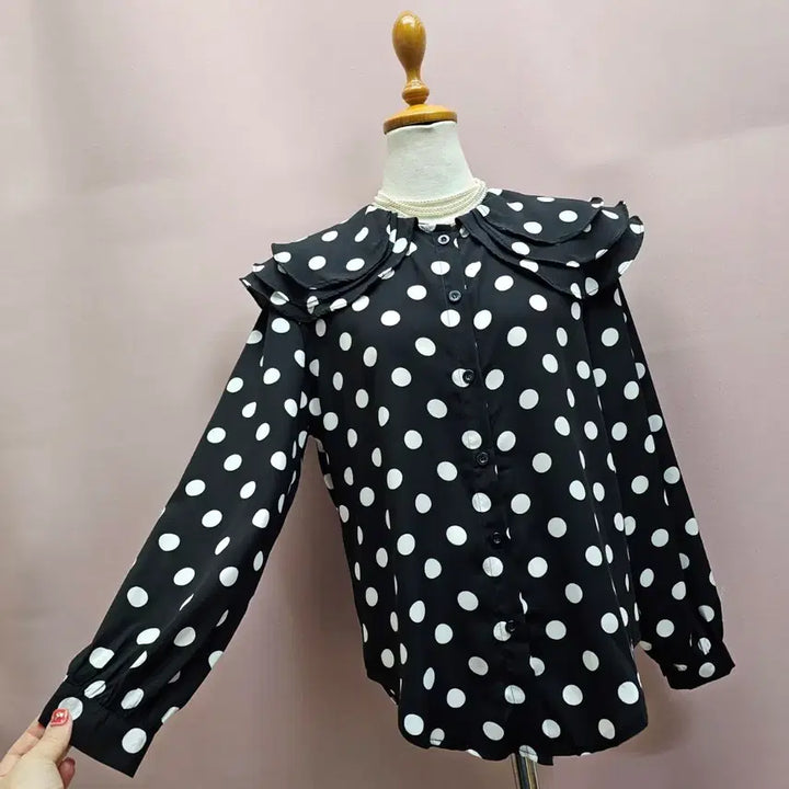 [BUNJANG] Dot Frill Collar Blouse / 도트 프릴카라 블라우스