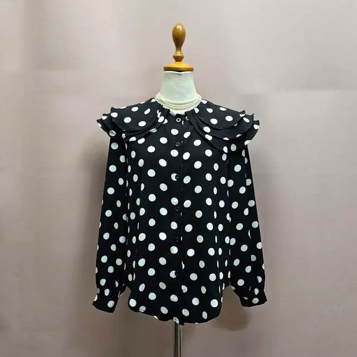 [BUNJANG] Dot Frill Collar Blouse / 도트 프릴카라 블라우스