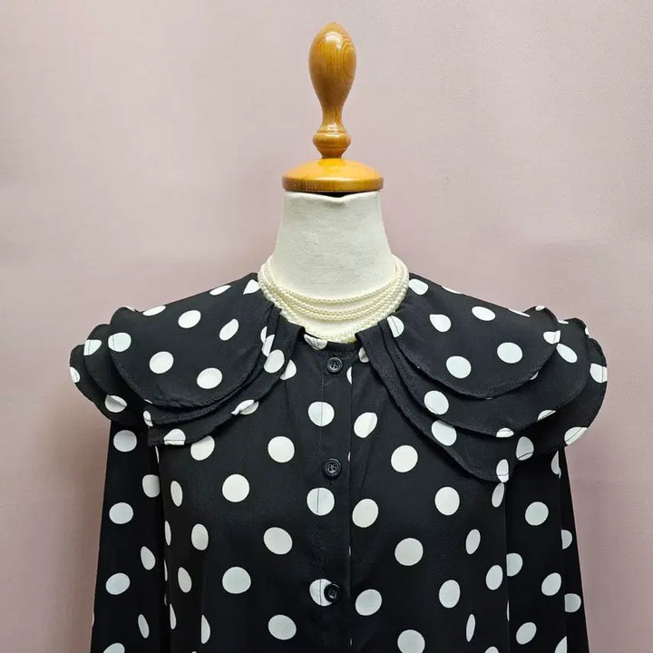 [BUNJANG] Dot Frill Collar Blouse / 도트 프릴카라 블라우스
