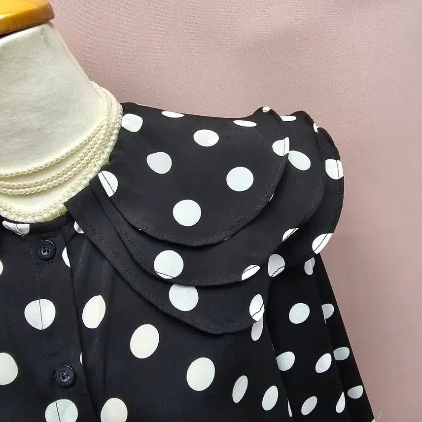 [BUNJANG] Dot Frill Collar Blouse / 도트 프릴카라 블라우스
