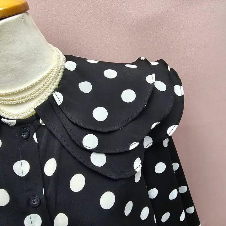 [BUNJANG] Dot Frill Collar Blouse / 도트 프릴카라 블라우스