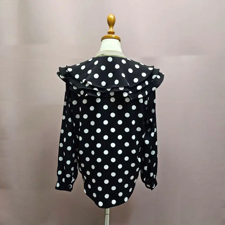 [BUNJANG] Dot Frill Collar Blouse / 도트 프릴카라 블라우스