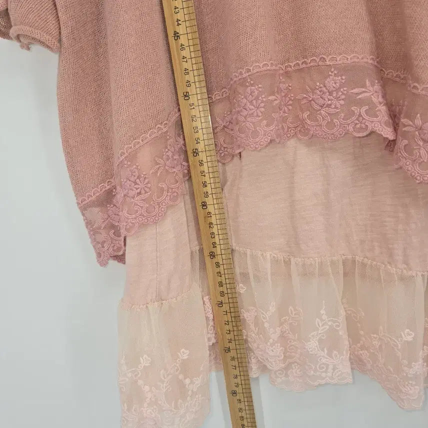 [BUNJANG] Pink Lace Layered Top and Dress Set / 레이스 핑크 상의/원피스 레이어드 세트