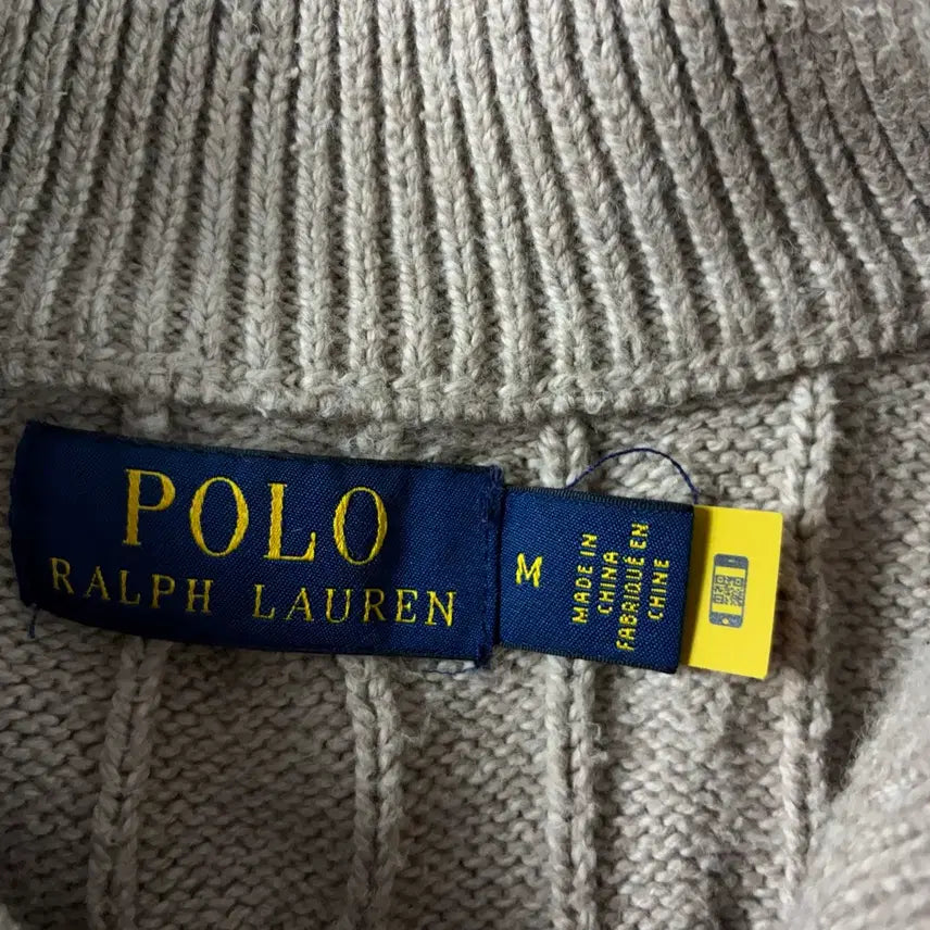 [SOLD OUT] Polo  폴로 랄프로렌 신형 자수 코튼 베이지 반집업 니트