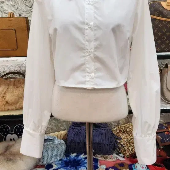 [BUNJANG] DAZY Cotton Blend Crinkled Crop Shirt / DAZY 면 혼방 바스락 크롭 셔츠 (55 66 77)
